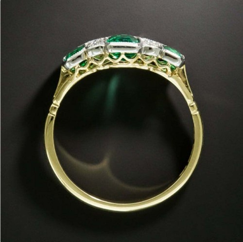 2.60 Ct Emerald Cut Diamond Art Deco Vintage Ring 14K Yellow Gold Finish UK J-T - Picture 3 of 7