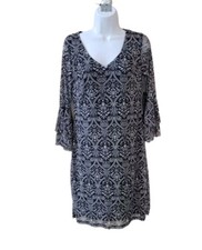 New ALLISON BRITTNEY S Black Multi Tiered Bell Sleeve Boho Dress Women