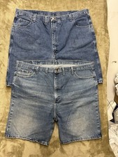 Wrangler Men's Blue Denim Carpenter Shorts Medium Wash Hammer Loop Size 48 X 10