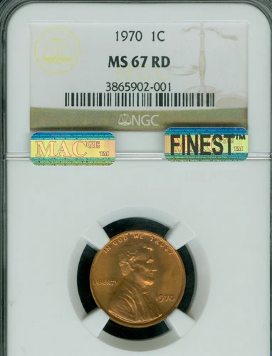 1970 LINCOLN CENT NGC MS 67 RED PQ MAC FINEST GRADE MAC SPOTLESS .
