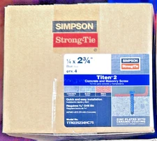 Simpson Strong-Tie TITEN-2  300-Count 1/4" X 2-3/4" Concrete and Masonry Screws