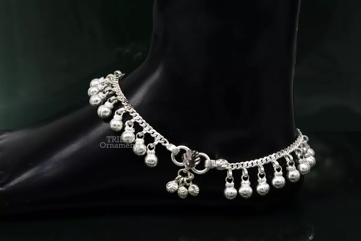 Silver ankle bracelet with bells discount