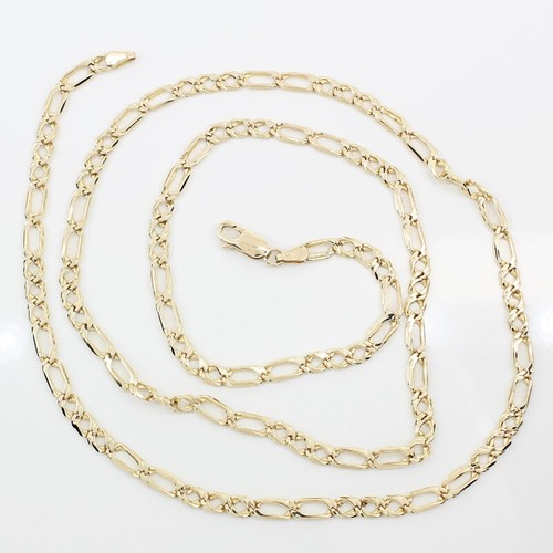 Vintage 14KYG Fancy Figaro Link Necklace Chain - Picture 4 of 4