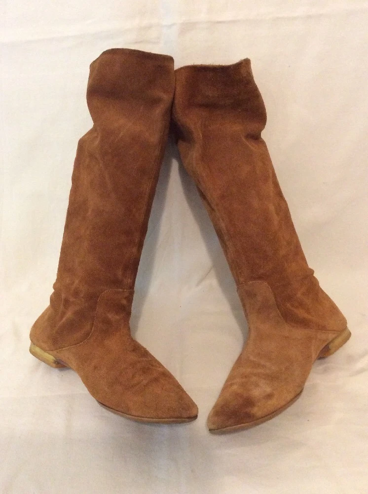 Gianni Gregori Brown Mid Calf Suede Boots Size 4 eBay