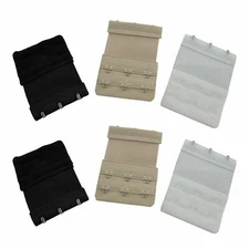 6 Fullness Add On Bra Band Extenders- 3 Hook Style. 2 White, 2 Beige, 2 Black
