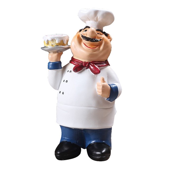 Resin Kitchen Chef Statue Chef Figurine Kitchen Decor Table Centerpiece