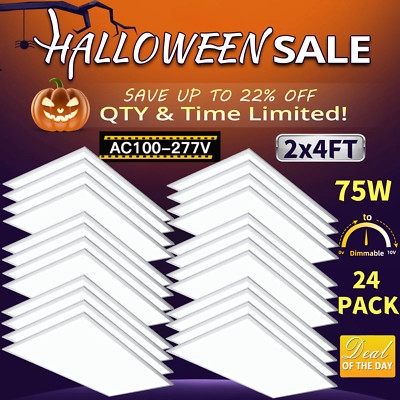 2x4 LED Flat Panel Light,24PC 5%-100% Triac Dimming 110-277V Ultra Ceiling Light