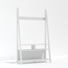 Tiva White Ladder TV Unit - Sleek Leaning Design with Media Display & Shelving