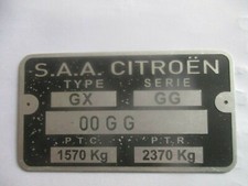 Typenschild Citroen Schild ID-plate GX GG GS Wankel Birotor S64
