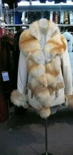 Stunning SIMONETTA RAVIZZA Short Beige Coat Impermeabile With Golden Island Fox 