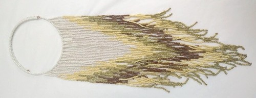 Seed Bead Fringe African Tribal Style Statement Necklace Choker Bib Chevron - Picture 9 of 9