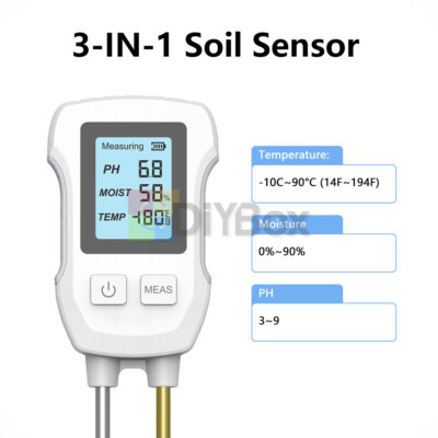 3in1 Soil PH Tester LCD Screen Soil Thermometer PH Temperature Humidity Meter