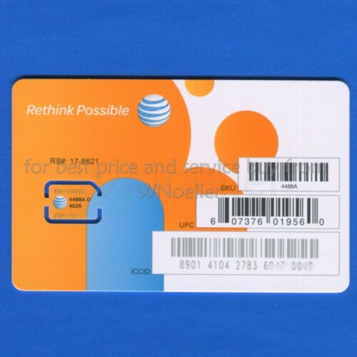 NEW Genuine AT&T Nano Sim Card • supports 4G LTE & 5G • Prepaid or Contract - Afbeelding 1 van 2