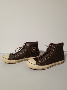 converse leather high tops brown