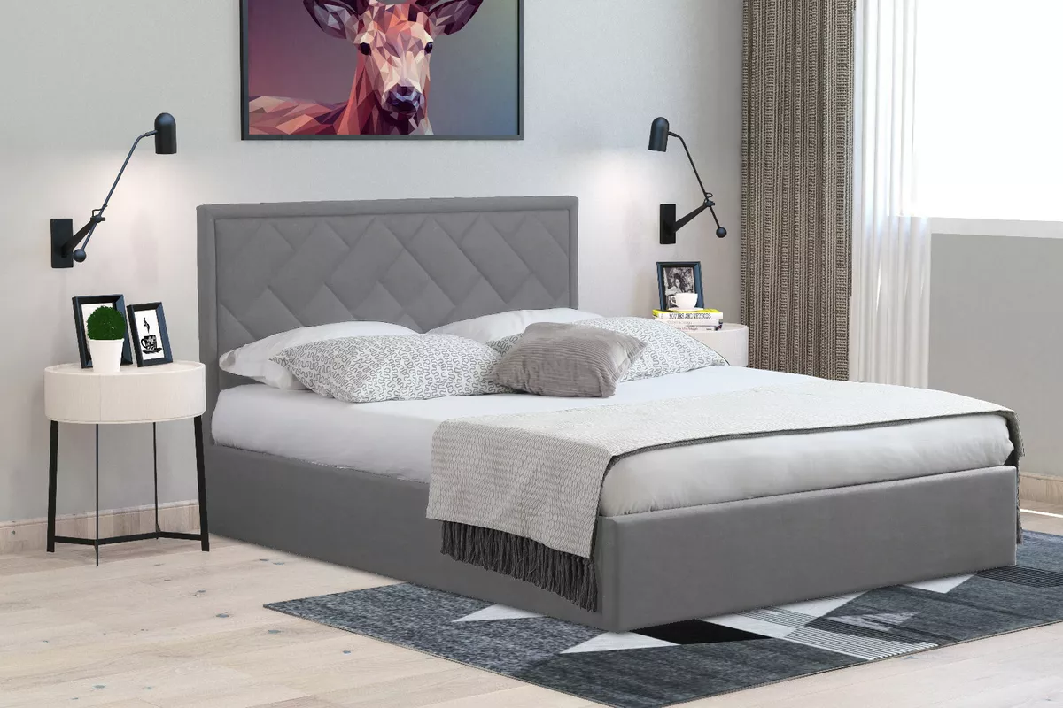 Light grey king size on sale bed frame