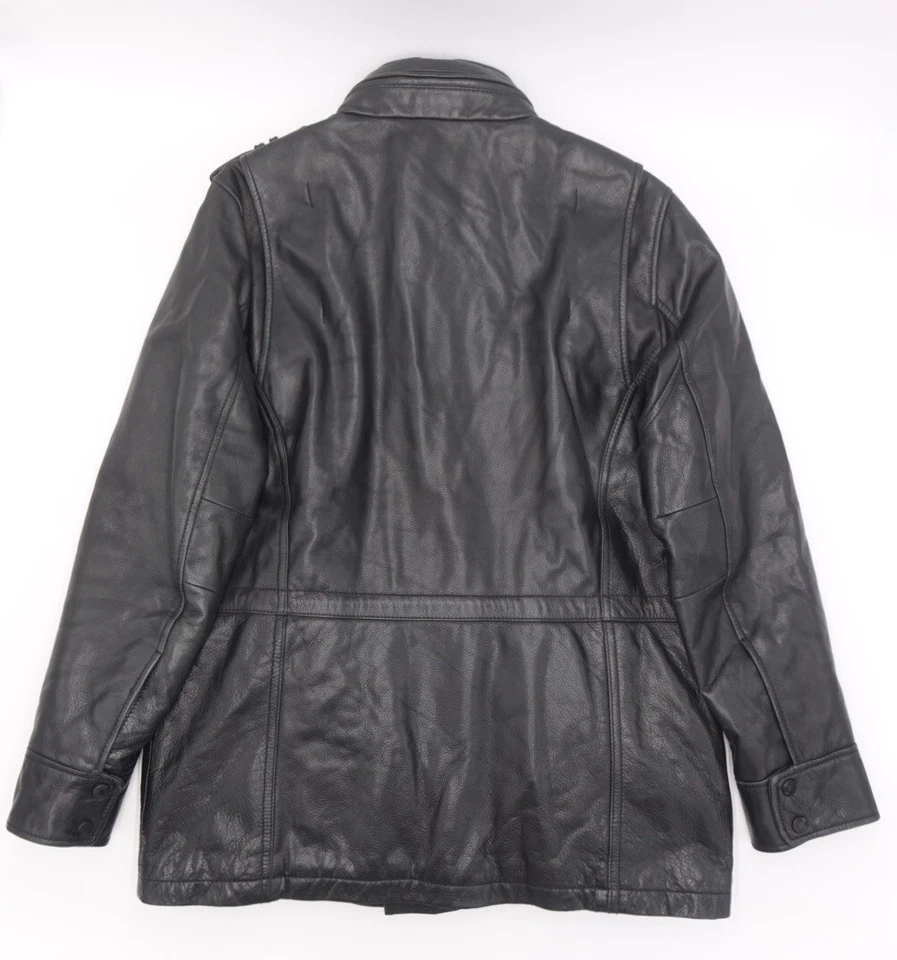 Abrigo Vintage Vince Camuto Cuero Cuatro Bolsillos Coche Abrigo Hombre’s Grande Foto 4 de 4