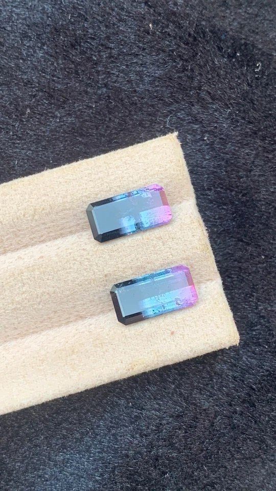 5.19 CRT Natural Faceted Tricolour Tourmaline Pair - Image 3 of 4