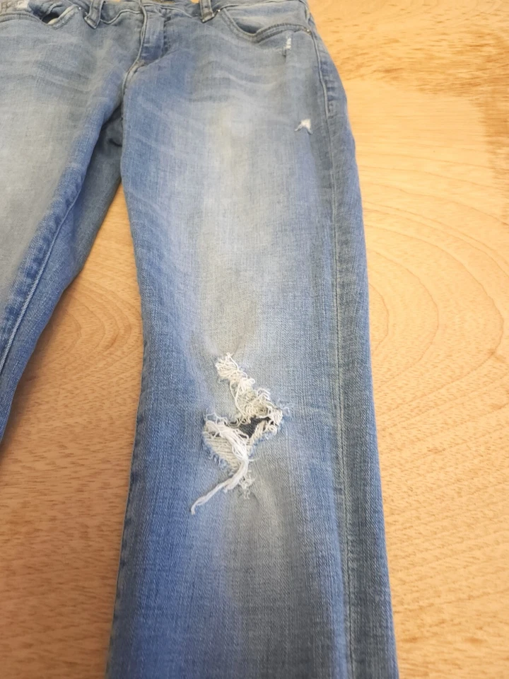 Pantalones de mezclilla Lucky Brand para mujer talla 2/26 Lolita ajustados azules desgastados dobladillo crudo Foto 3 de 4