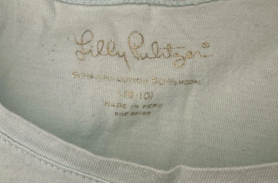 Lilly Pulitzer Girls Seas The Day Graphic T-Shirt Light Green Pullover Sz L 8-10 - Image 4 of 4