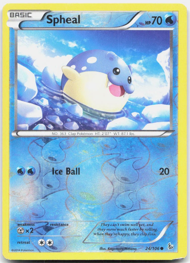 Spheal 24/106 Common Flashfire Pokemon Reverse Holo Near Mint