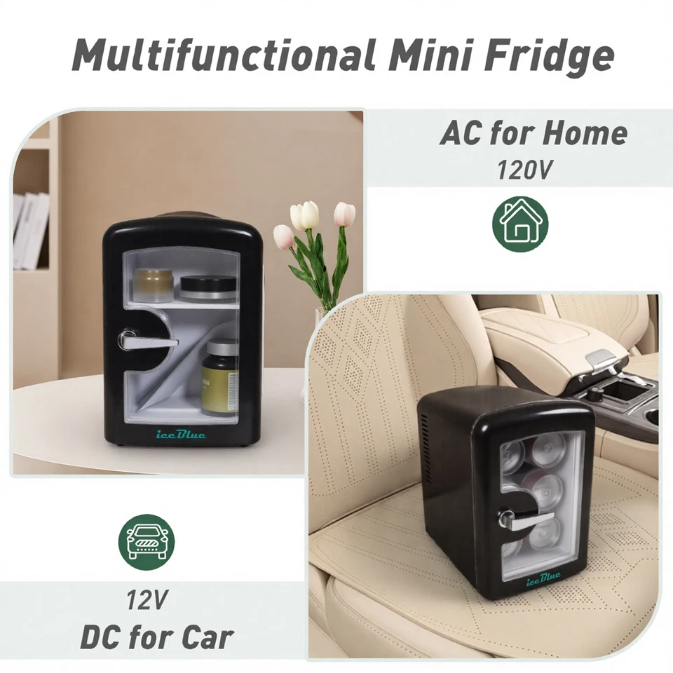 Frigorífico 4L con Ventana Transparente, Mini Nevera para Cosméticos y Bebidas Foto 3 de 4