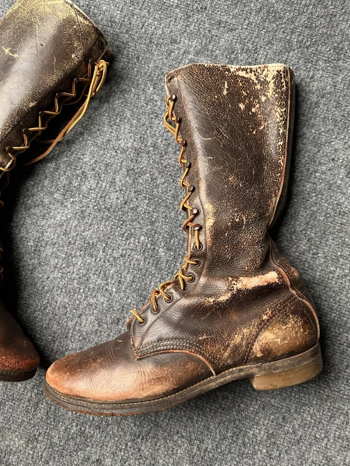 Женские кожаные коричневые сапоги для верховой езды на шнуровке сделаны в США 1960-1970-е годы, размер США 9 - Изображение 2 из 4