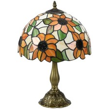 HOMCOM Stained Glass Table Lamp, Handmade Antique Bedside Lamp