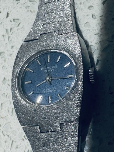 RARE Original RAYMOND WEIL 691N Mechanical Blue Dial 22mm SS Women’s Watch Works - Picture 6 of 22
