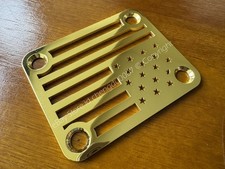Custom Made  American Flag Neck Plate  4 Screws For Your Guitar or Bass Golden