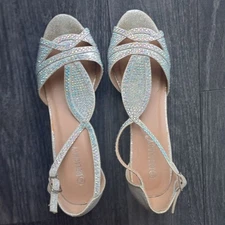 Delicacy Silver Sandals Size 7.5 Elegant Women’s Dress Shoes