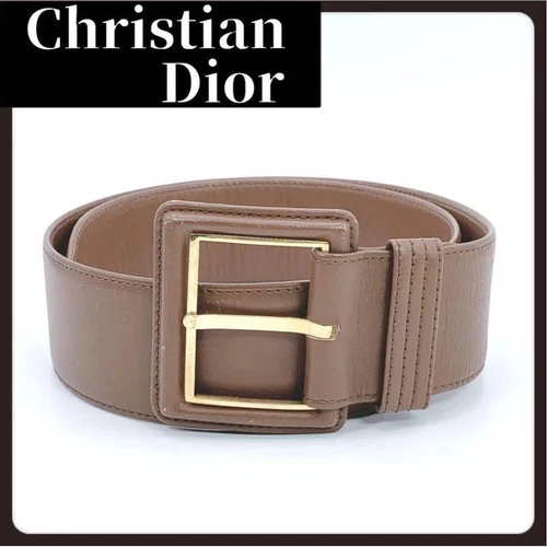 Ceinture épaisse marron Christian Dior avec 3 trous accessoire de mode authentique