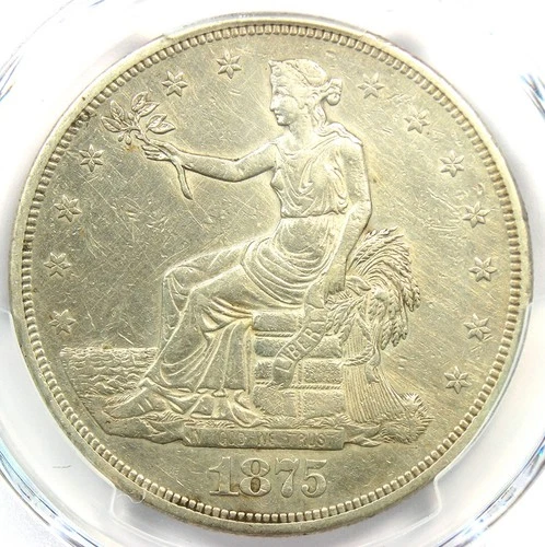 1875-CC Trade Silver Dollar T$1 - PCGS XF Details (EF) - Rare Carson City Coin!