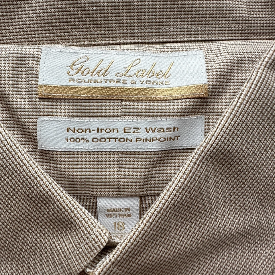 Camisa con botones Gold Label Roundtree & Yorke 18 35 algodón beige Foto 2 de 4