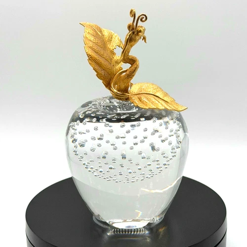 New ListingSteuben Crystal Apple of Eden w 18K Gold Serpent James Houston (AHB) 417