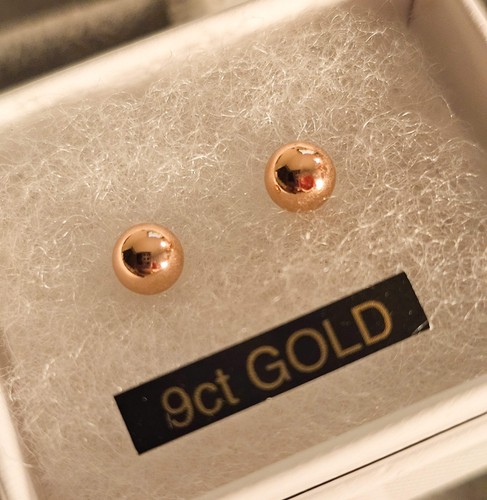 9ct Rose Gold Ball Stud Earrings 6mm wide ball