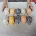 12.4LB 10Pcs Natural Jasper Calcite Skulls Crystal Carving Mixed Stones Healing
