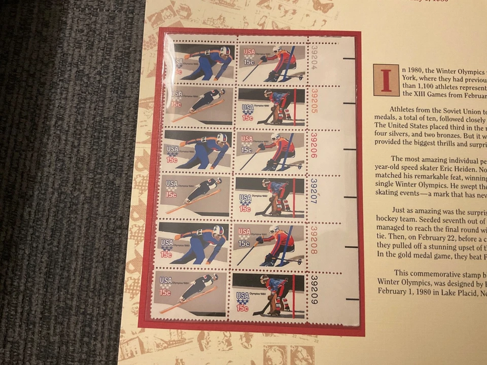 Scott 1795-98 -15 cent - Winter Olympics - 1980 MNH-Plate Block Of 12 Stamps-US - Image 2 of 2