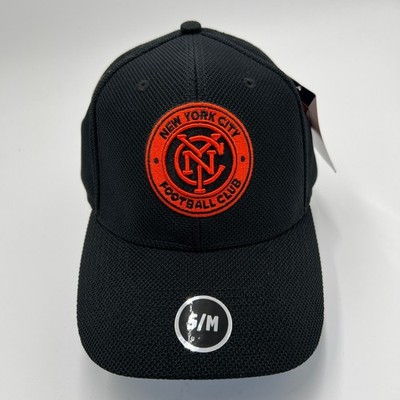 New York City FC MLS Superflex Fitted Hat Black Orange S/M NYCFC Soccer Cap