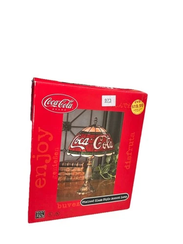 Coca Cola Vintage 15" Tall Acrylic Stained Glass Tiffany-Style Accent Lamp