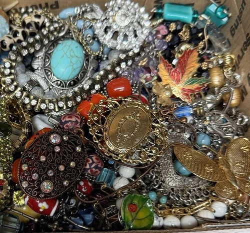 Vintage & Modern Some Signed Costume Jewelry Lot Full Small Priority Box # 123