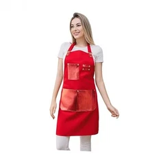 Barista Waitress Chef Cooking Aprons Waterproof Canvas Hair Stylists Apron Red