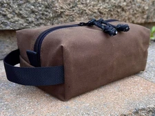 Weston Gear Waxed Canvas Dopp, Dark Walnut, YKK Zipper, Handcrafted In USA!