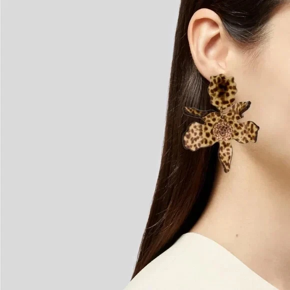 Pendiente LELE SADOUGHI Cristal Lirio Estampado Leopardo. Venta al por menor $198 Foto 3 de 4