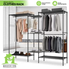 Adjustable Garment Rack Stand Metal Closet Organizer Stand Clothes Storage Shelf