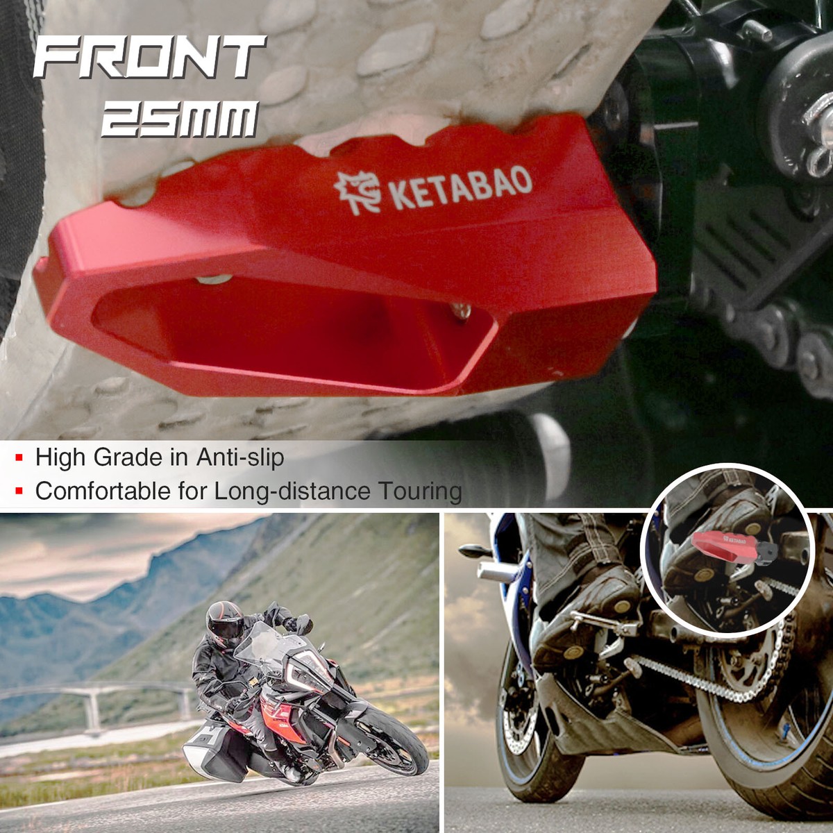 bogeyページ Red BUZZ Front Wide Footpegs 25mm Lower For Kawasaki Z125 16