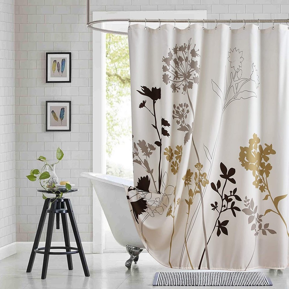 grey and brown shower curtain
