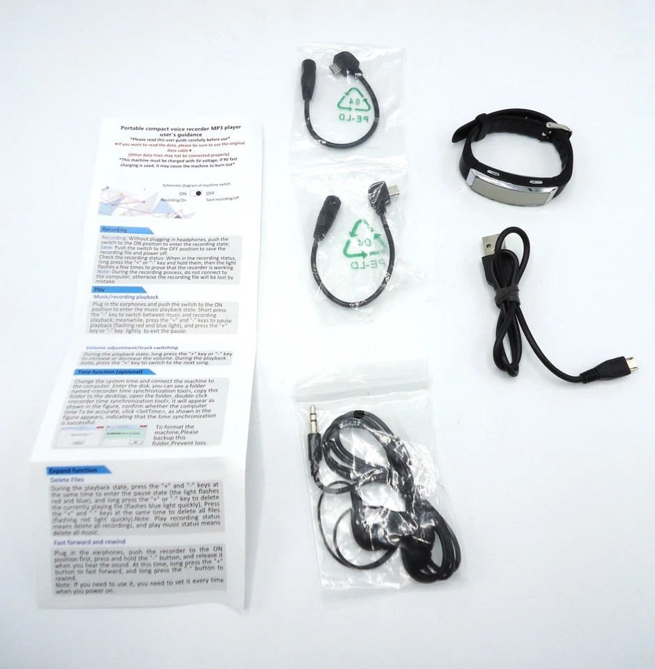 48 HR 4GB Voice Activated Digital Voice Wrist Recorder MP3 Player TESTED WORKS - Image 4 of 4