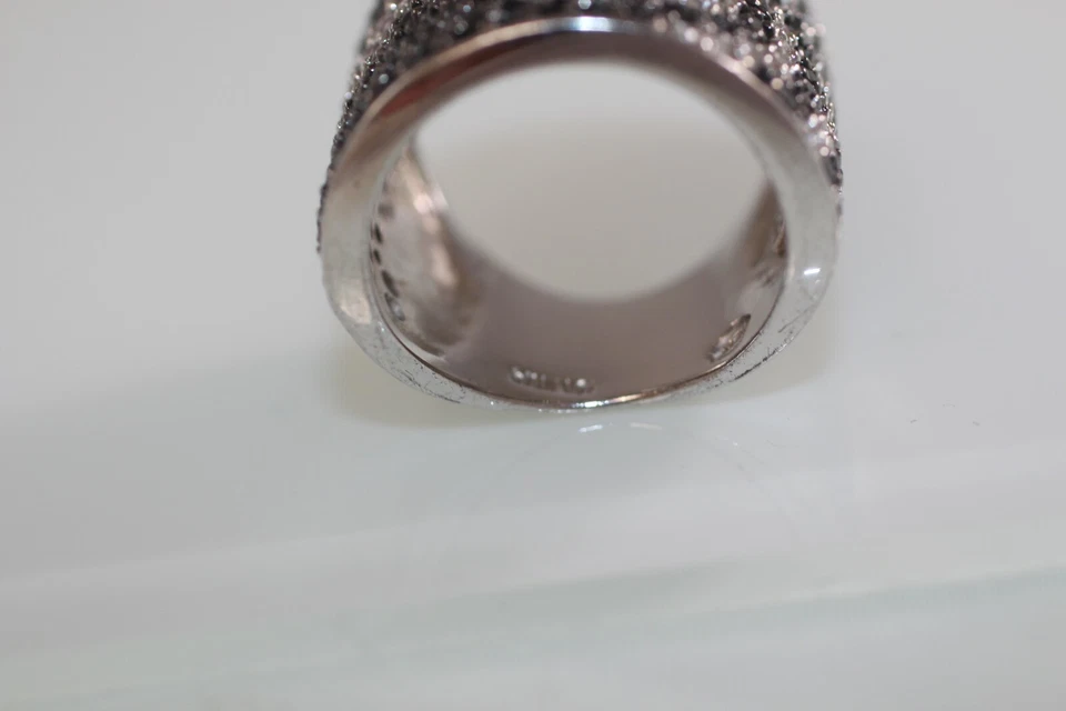 Anillo vintage extra ancho banda cigarro circonitas pavé y zafiro rosa talla 5,5-6 Foto 4 de 4