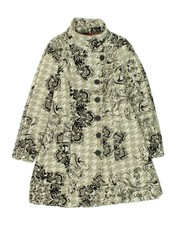 Desigual Womens Abstract Pattern Overcoat It 44 Medium Grey Polyester Sz06