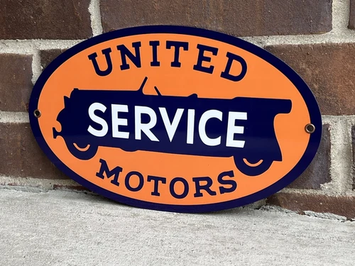 13” United Motors Service  Vintage Style oval Metal Sign Oil Gas